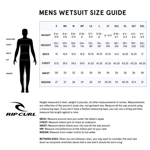 Rip Curl Kids Size Chart